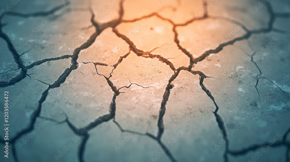 A close-up of cracked and dry earth in a desertified landscape, representing the effects of severe drought and land degradation, A close-up of cracked and dry earth in a desertified landscape, representing the effects of severe drought and land degradation,
