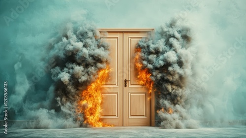 The thick, black smoke billowed from under the door of the burning chamber, creeping into the room and filling the air with the acrid scent of fire and fear.