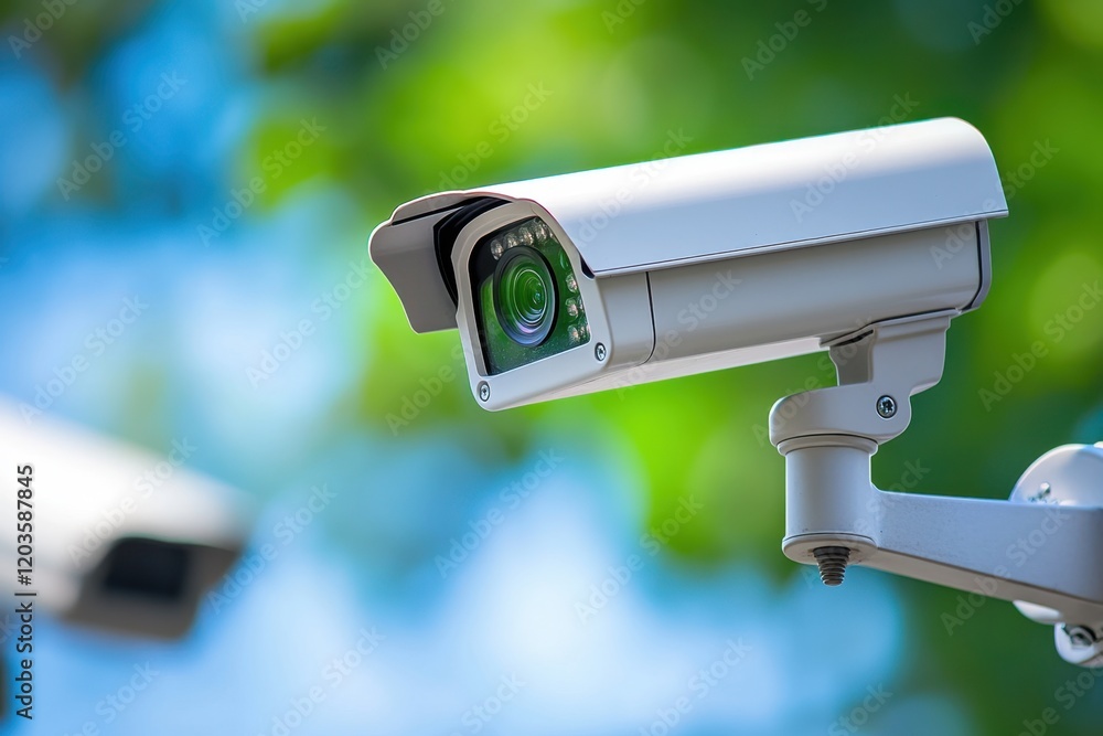 Security camera with greenery background Security camera with greenery background