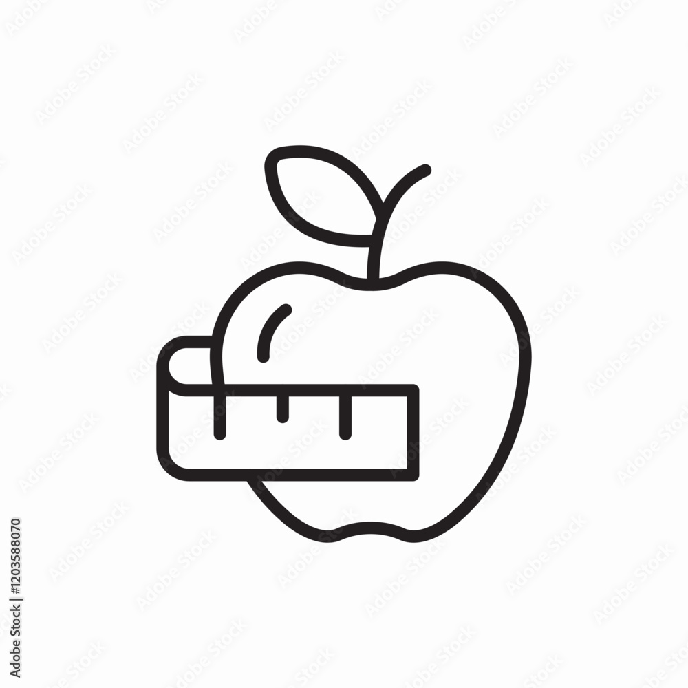 Apple measure diet fitness icon vector sign Apple measure diet fitness icon vector sign