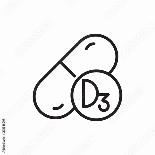 Vitamin D3 supplement health icon vector sign