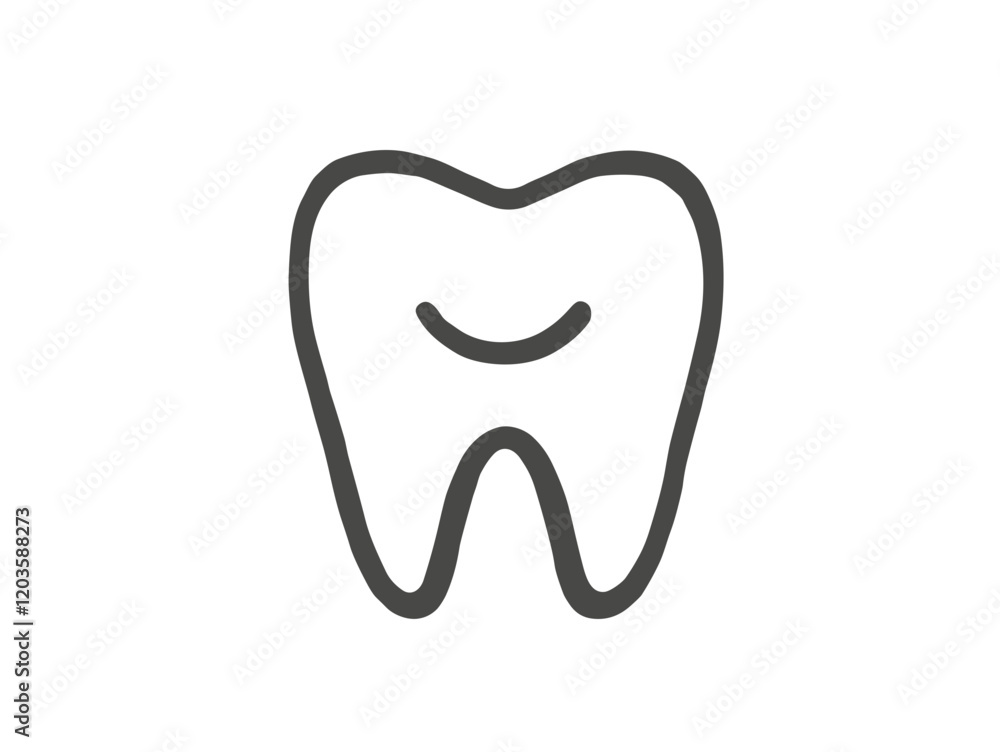 Tooth illustration in minimalistic style on white background with copy space Tooth illustration in minimalistic style on white background with copy space