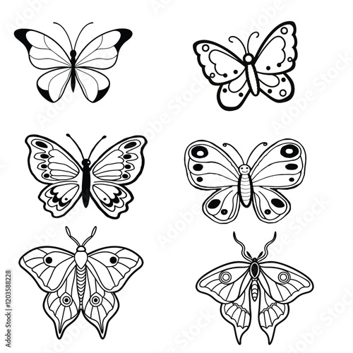 Wallpaper Mural  butterfly vector line art design  Torontodigital.ca
