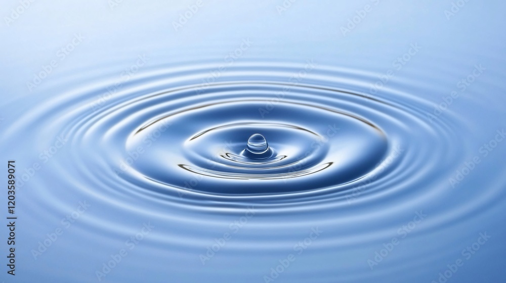 Water Drop Impacting Still Surface Creating Concentric Circles Ripple Effect Water Drop Impacting Still Surface Creating Concentric Circles Ripple Effect