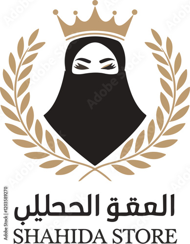 A logo image of a woman wearing a niqab