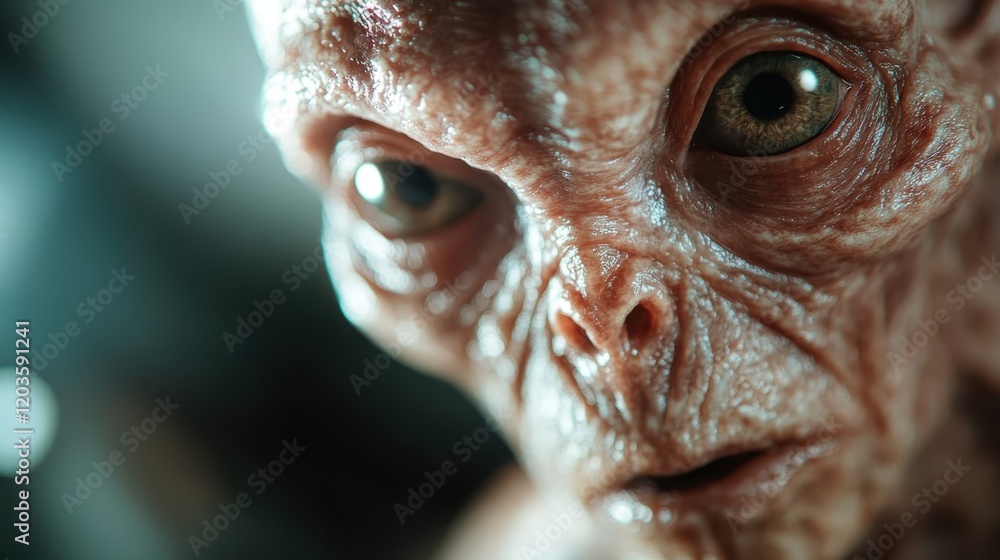 A visually stunning close-up of an alien being, focusing on its expressive eyes and textured skin, creates a captivating and thought-provoking image. A visually stunning close-up of an alien being, focusing on its expressive eyes and textured skin, creates a captivating and thought-provoking image.