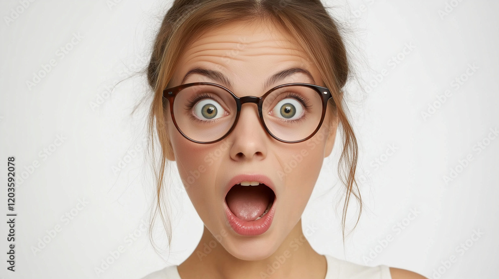 Beautiful Surprised Woman Pointing Aside with Blank Space for Advertising Content Beautiful Surprised Woman Pointing Aside with Blank Space for Advertising Content
