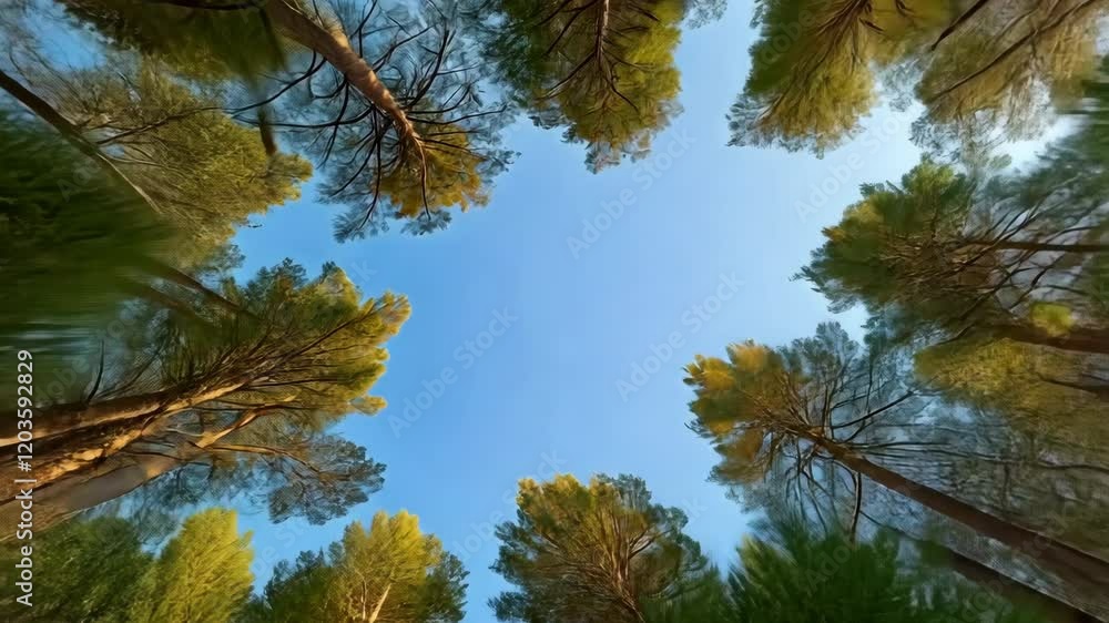 A forest with a blue sky above it A forest with a blue sky above it