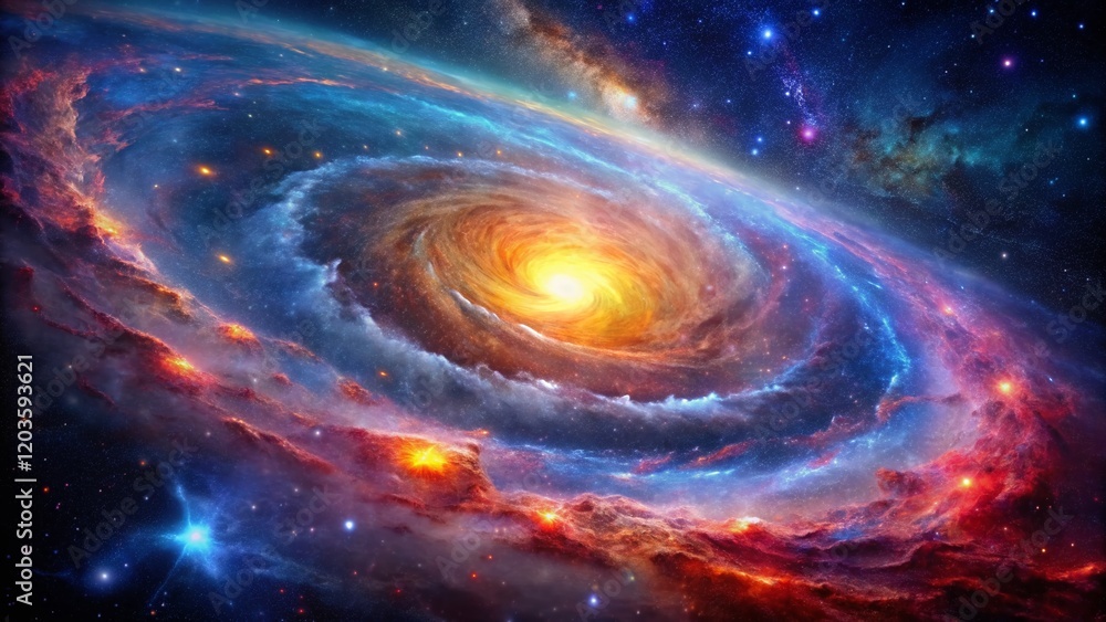 Cosmic Nebula: Vivid Colors & Swirling Gases in Expansive Galaxy Cosmic Nebula: Vivid Colors & Swirling Gases in Expansive Galaxy