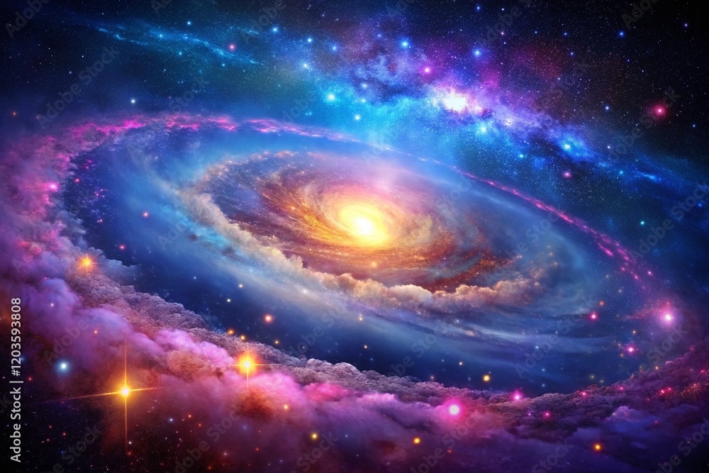 Cosmic Nebula with Bokeh: Starry Night Galaxy Background Cosmic Nebula with Bokeh: Starry Night Galaxy Background