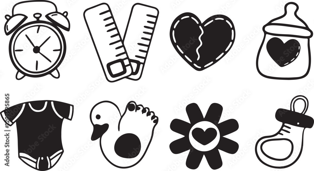 Fototapeta premium Vector Set of Baby Items Isolated on White Background