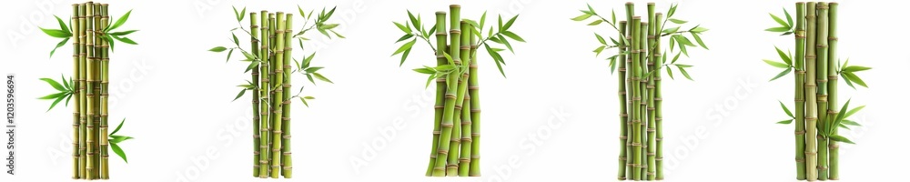Sustainable. Bamboo stalks depicted in a row, showcasing vibrant green colors and natural textures. Sustainable. Bamboo stalks depicted in a row, showcasing vibrant green colors and natural textures.