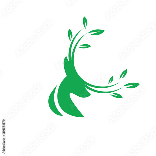 Eco-Friendly Deer Silhouette with Intricate Leaf Design