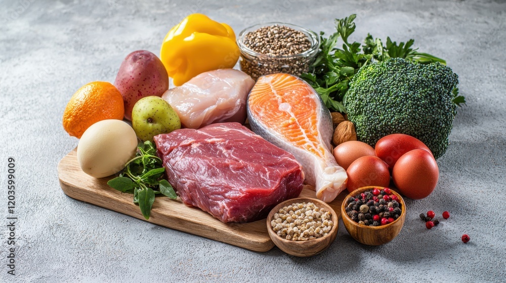 Healthy food selection on gray background. Detox and clean diet concept. Foods high in vitamins, minerals and antioxidants. Anti age foods. Top view Healthy food selection on gray background. Detox and clean diet concept. Foods high in vitamins, minerals and antioxidants. Anti age foods. Top view