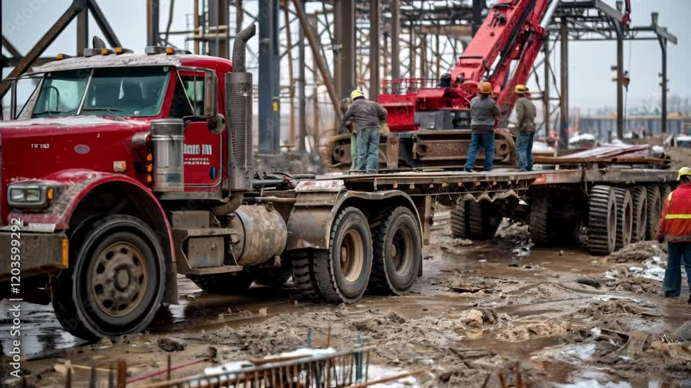 Heavy Machinery Operations at a Busy Construction Site Heavy Machinery Operations at a Busy Construction Site