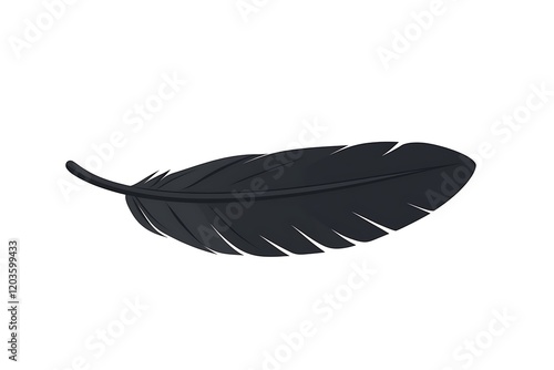 Elegant Black Bird Feather Against White Background photo