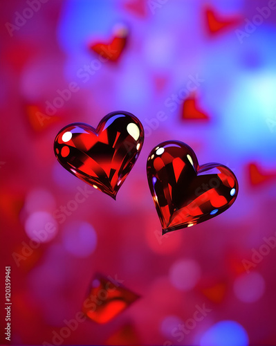 red hearts valentine day love bokeh background