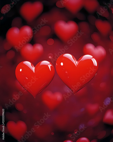 red hearts valentine day love bokeh background