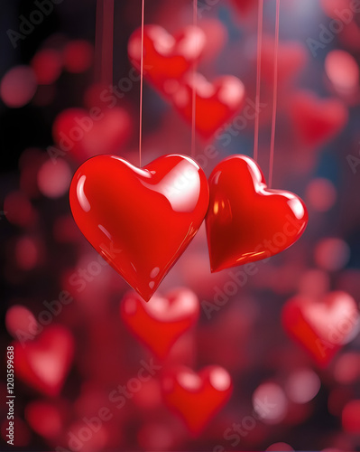 red hearts valentine day love bokeh background