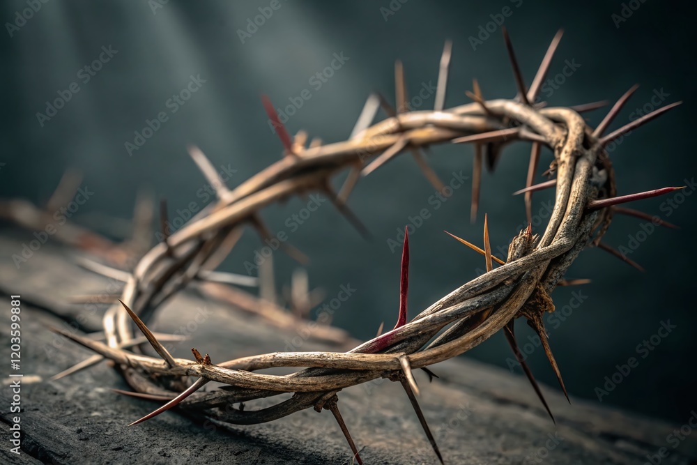 Crown of Thorns Close-Up: Sacrifice, Spirituality, Lent, Easter, Religious Symbol Crown of Thorns Close-Up: Sacrifice, Spirituality, Lent, Easter, Religious Symbol