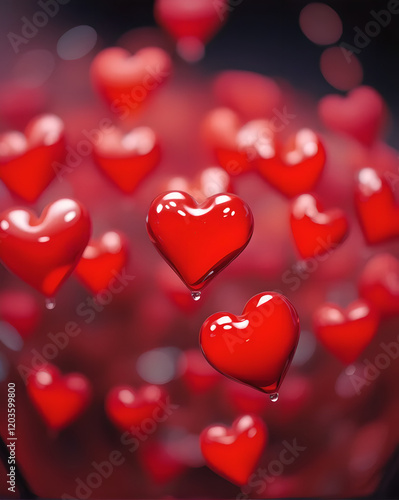 red hearts valentine day love bokeh background