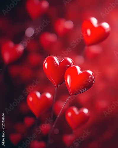 red hearts valentine day love bokeh background