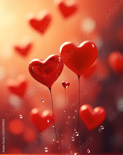 red hearts valentine day love bokeh background