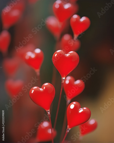 red hearts valentine day love bokeh background
