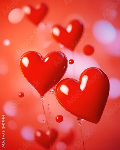 red hearts valentine day love bokeh background