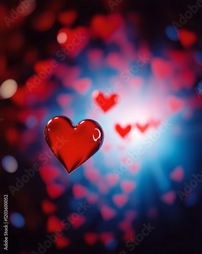 red hearts valentine day love bokeh background