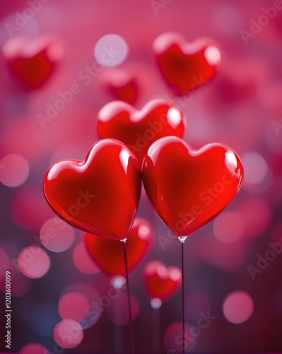 red hearts valentine day love bokeh background