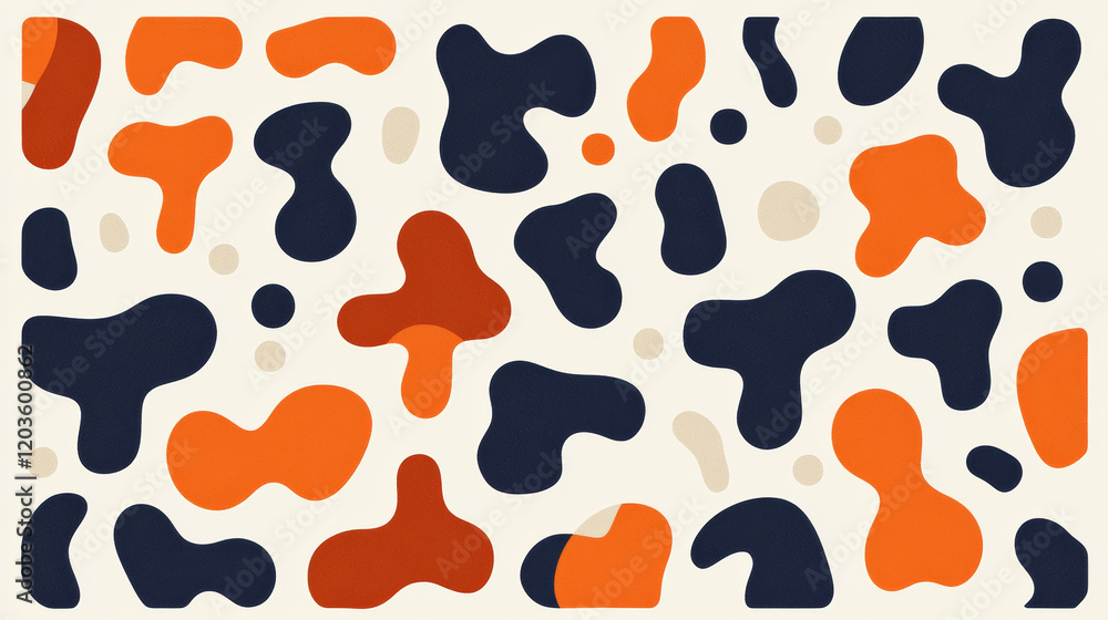 Abstract pattern with orange and navy shapes Abstract pattern with orange and navy shapes