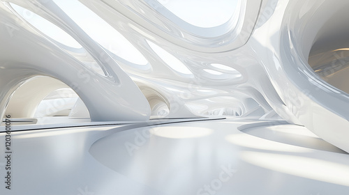 futuristic white architectural structure background