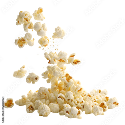 falling popcorn on transparent background