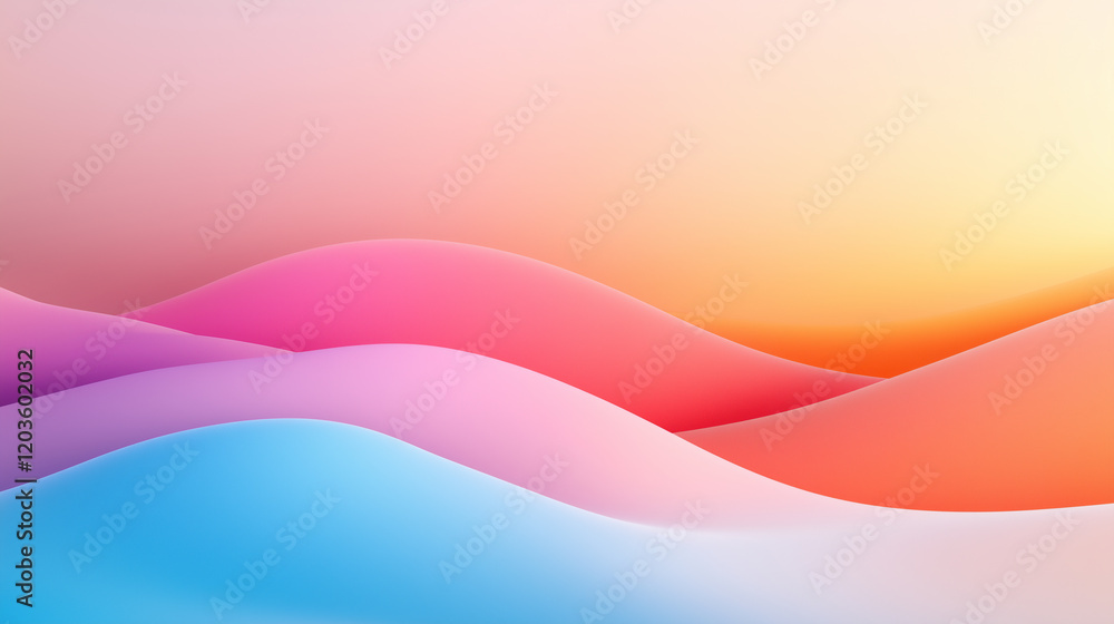 Fototapeta premium Vibrant abstract shapes create stunning gradient design with soft curves and smooth transitions. colors blend harmoniously, evoking sense of calm and creativity.