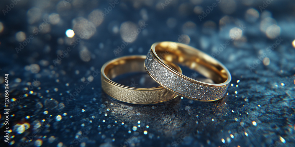 Wedding rings on a sparkling background Wedding rings on a sparkling background