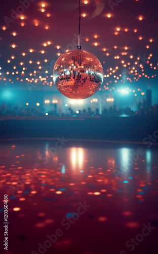 Wallpaper Mural disco ball in empty night club with blue lighting Torontodigital.ca