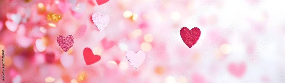 A whimsical background of floating hearts in shades of pink and red, perfect for romantic themes. A whimsical background of floating hearts in shades of pink and red, perfect for romantic themes.