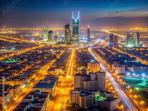 Wallpaper Mural Dazzling Night Lights of Saudi Arabian Cityscape - Middle Eastern Urban Scene at Dusk Torontodigital.ca