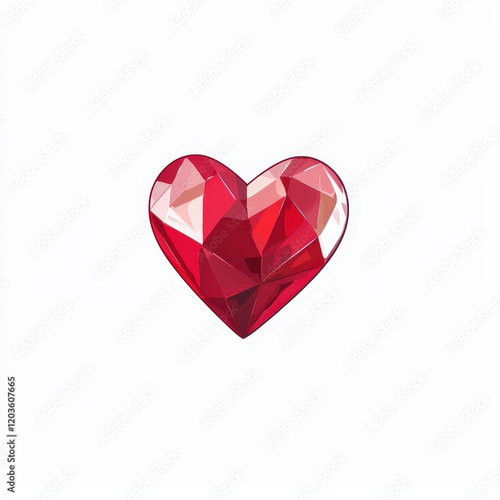 Red heart shape on a white background symbolizing love and affection in a minimalist design Red heart shape on a white background symbolizing love and affection in a minimalist design