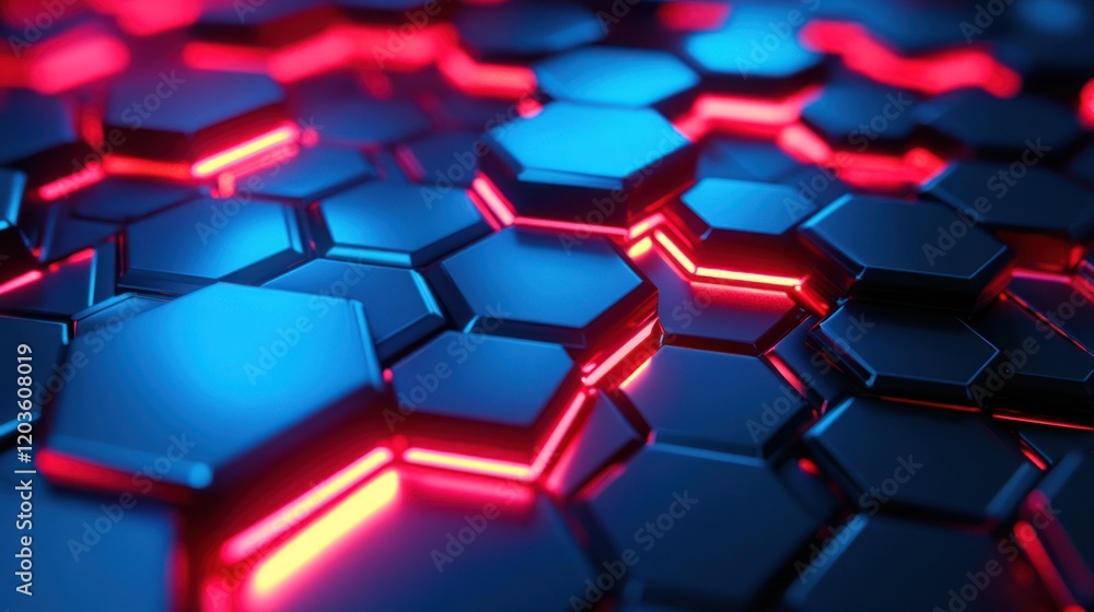 Abstract Hexagon Pattern with Neon Lights: A Futuristic Digital Art Abstract Hexagon Pattern with Neon Lights: A Futuristic Digital Art