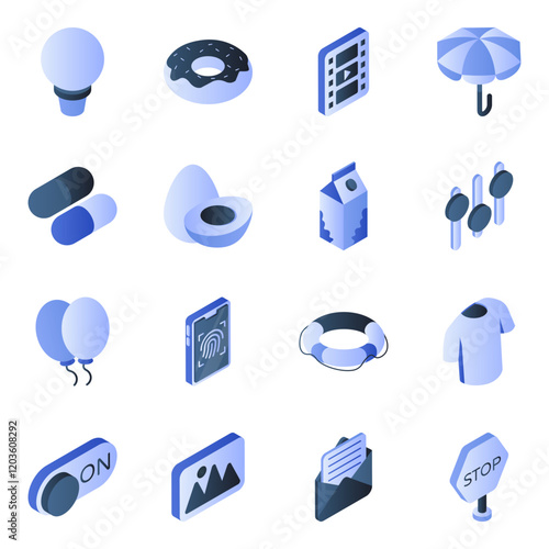 Set of Science and Technology Flat Isometric Icons
