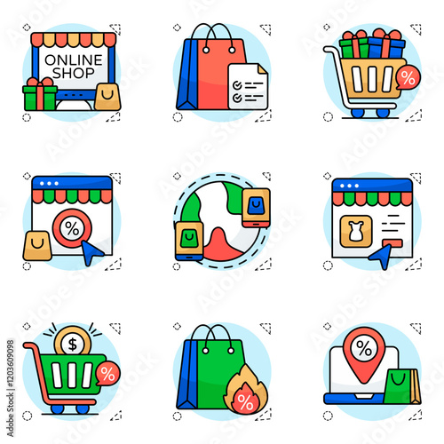 Pack of Shopping Discount Flat Icon