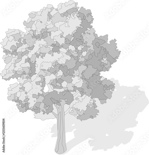 Axonometric tree, isometric vector tree 