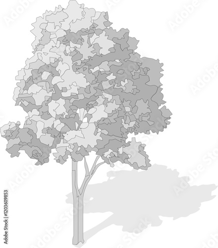 Axonometric tree, isometric vector tree 