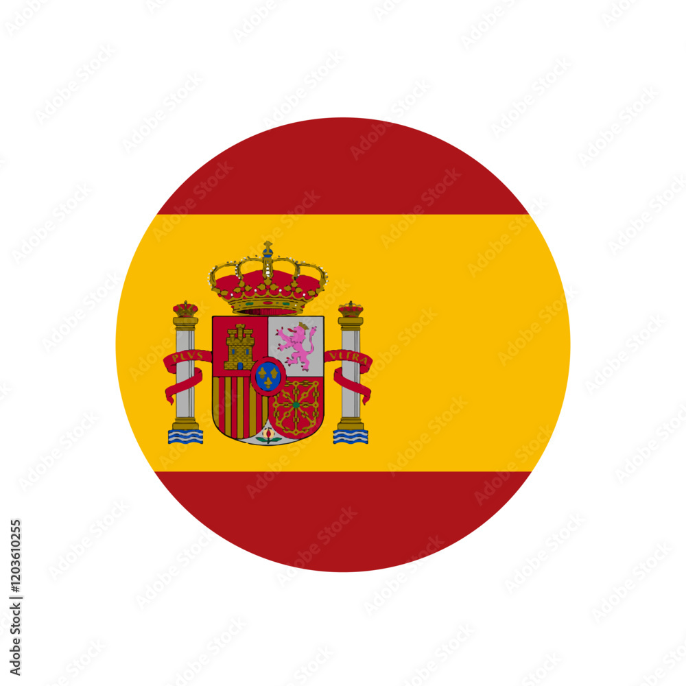 Obraz premium Round spain flag vector icon isolated, spain flag button