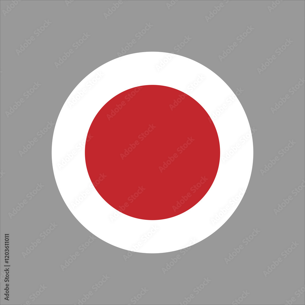 The flag of Japan. Flag icon. Standard color. Round flag. Computer illustration. Digital illustration. Vector illustration. background gray The flag of Japan. Flag icon. Standard color. Round flag. Computer illustration. Digital illustration. Vector illustration. background gray