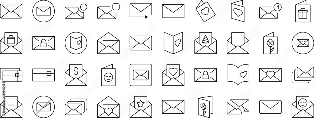 Envelope, Mail, Post Modern Outline Style Icons for Design, Cards, Apps, Social Networks Envelope, Mail, Post Modern Outline Style Icons for Design, Cards, Apps, Social Networks