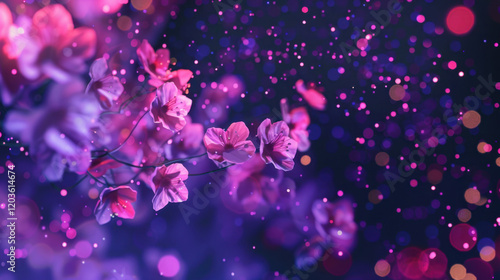 Beautiful pink flowers with dreamy bokeh background create magical atmosphere. vibrant colors and soft focus evoke sense of tranquility and wonder