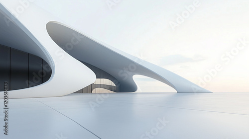 futuristic white architectural structure background